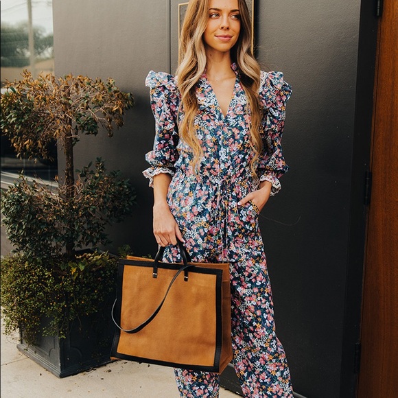 Clare V. Cognac Perf Suede with Black Neptune Border Simple Tote NWT - Picture 6 of 10